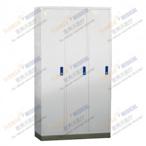 FG-49 three-door clothes-changing cabinet with stainless steel base