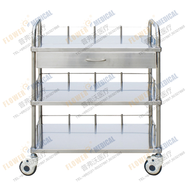 FC-18 stainles steel treatment trolley with three layers Featured Image