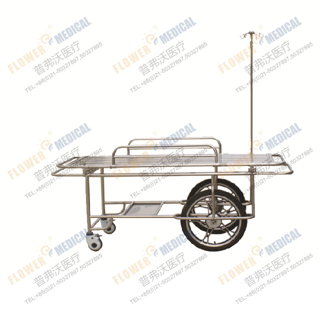 FC-3 stainless steel wheeled stretcher with two big and small wheels
